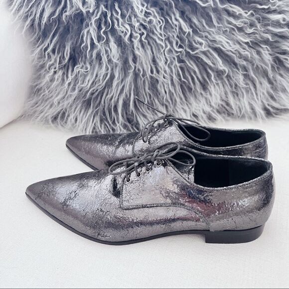 NEW Miu Miu Oxford lace up shoes size 36.5 in silver - Picture 9 of 9